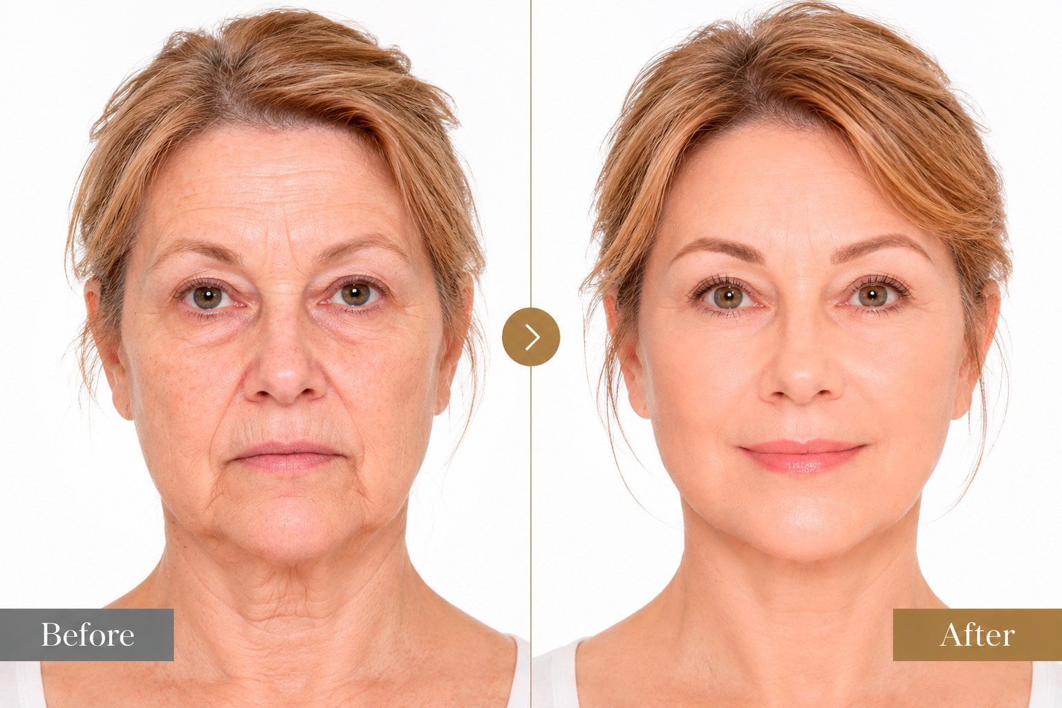 Facial rejuvenation before and after illustration